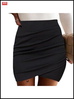 Bodycon Ruched Tulip Mini Skirt High Waist Plaid Wrap Short Skirt